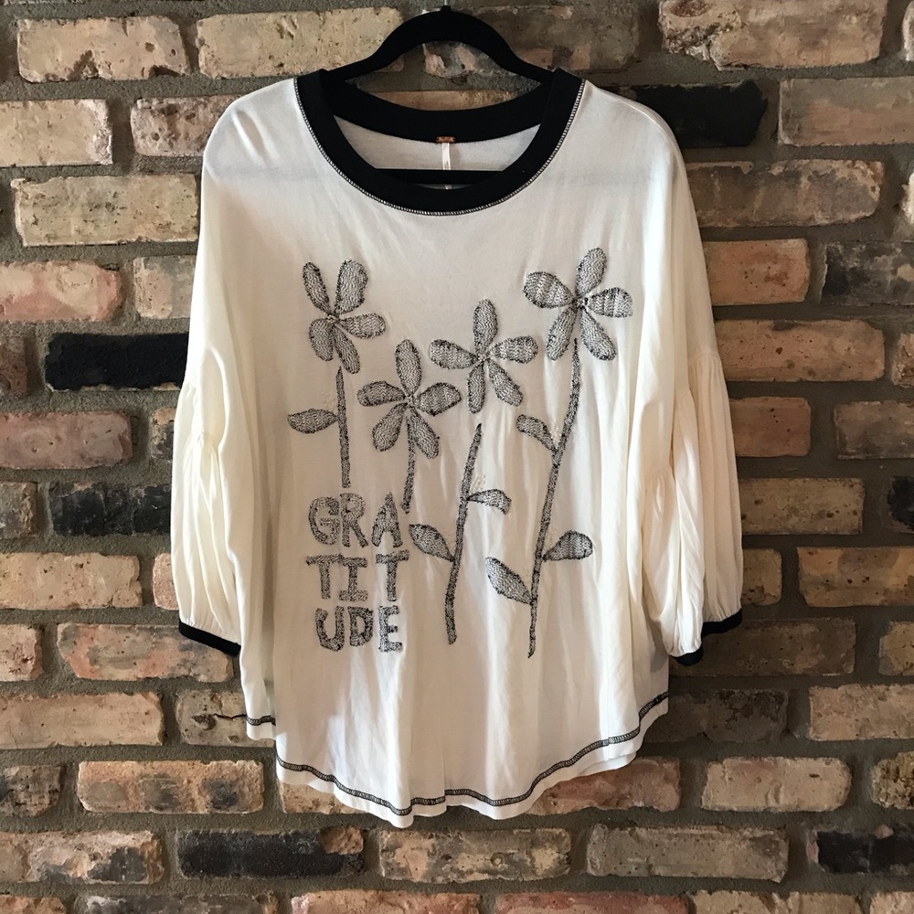 L Free People flower long sleeve tee shirt